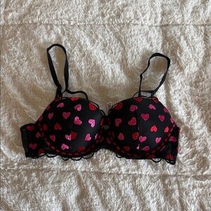 Black and Pink Heart Bra